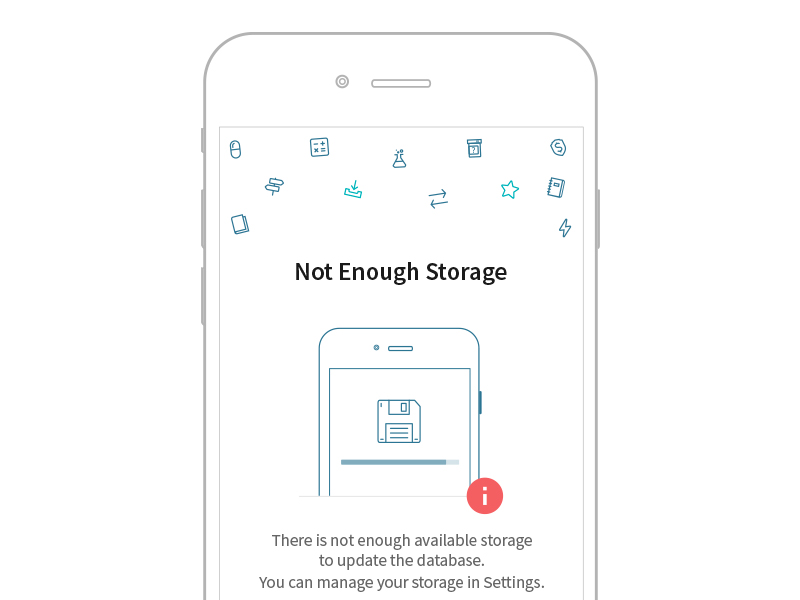 Not Enough Storage app clean feedback flat flatui ios ios8 screen space storage ui ux