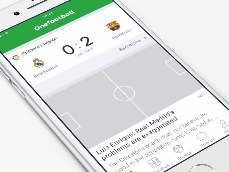 Onefootball - Goal! animation football framer framerjs gif goal interaction ios iphone 6 notification soccer