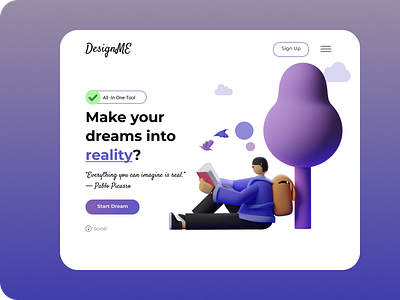 DesignMe Landing Page app branding design flat illustration minimal typography ui ux web website