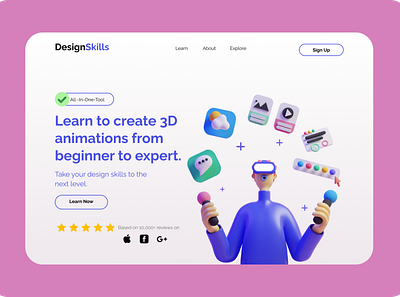 Design-Skills Landing Page app branding design illustration minimal typography ui ux web website