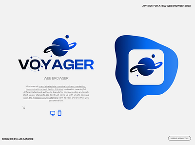 Voyager Web Browser App Icon app branding design graphic design icon illustration logo minimal typography ui ux vector we web