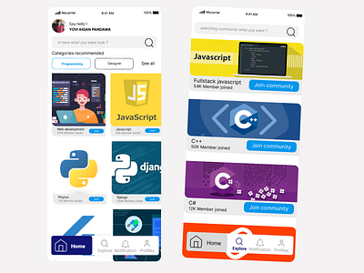 Community App app design mobile app ui ux