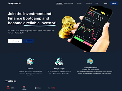 Header Bootcamp Investment UI Design website