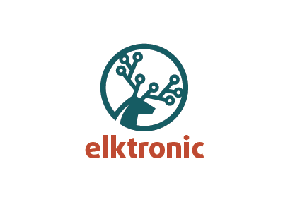 Elktronic antler deer electronic head logo network tech technology
