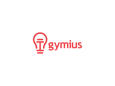 Gymius bright bulb genius gym idea logo out red smart work