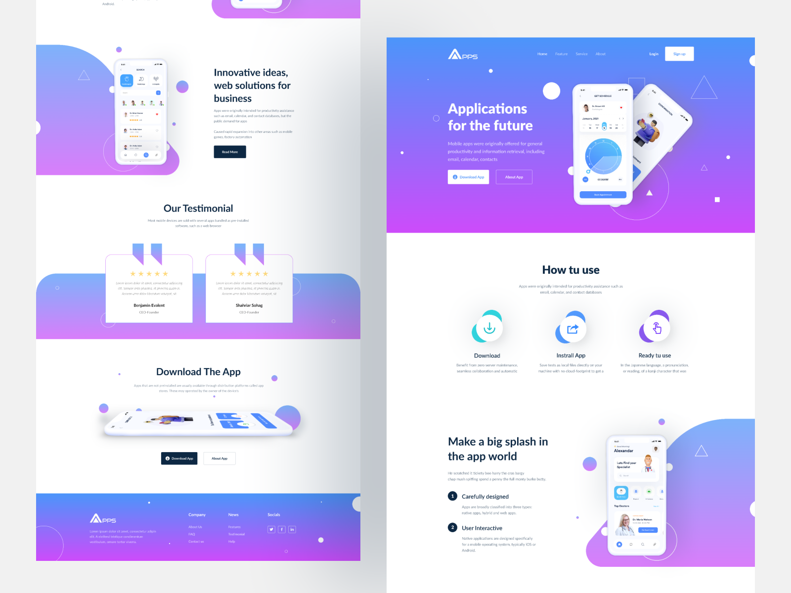 Mobile app landing page. by Shahriar Sohag on Dribbble