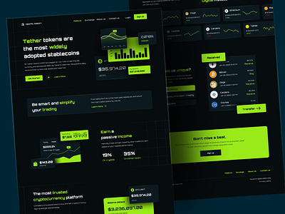 Trading Cryptocurrency Exchange Landing Page Website. blockchain coin crypto exchange crypto trading crypto trading landing page cryptocurrency dark finance landing landing page landingpage trade trading ui ux web website