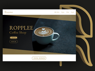 Ropplee Coffee Shop Website Landing Page landing page logotype professional logo ui uiux design website website design