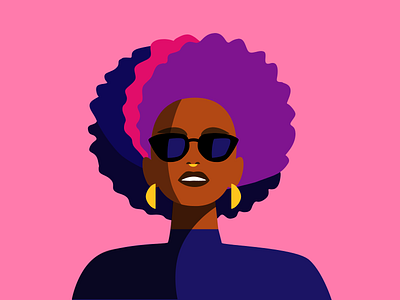 Woman 3:18PM art black branding brown curly hair girl graphic design icon illustration illustrator logo minimal sunglasses superhero ui ux woman