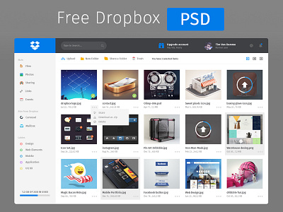 Redesign Dropbox Dashboard dashboard dropbox flat icon psd ui ux