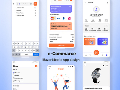 E-Commerce Mobile App design app design ecommerce graphic design homepage illustration login page logo mobile mobile app mobile app design shopping ui ux