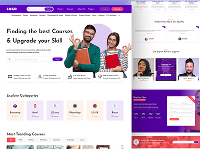 e-Learning template - LMS branding design e learning template graphic design illustration landing page landing page design lms lms template ui ux vector website website design website template