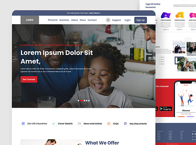 Aic Insurence landing page app design branding design full website graphic design illustration landing page logo motion graphics typography ui ux vector website design