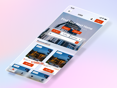 Hotel Booking Mobile UI Glassmorphism