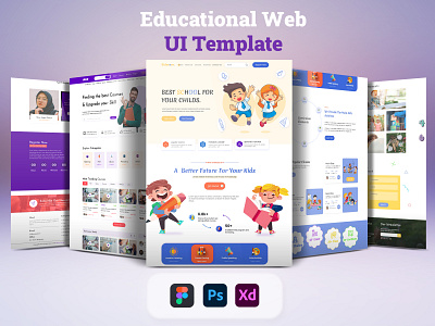 Kids School - Online Learning template animation app app design branding brochure design business card design flyer design graphic design illustration logo motion graphics tri fold ui ux vector website design