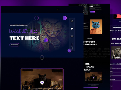 NFT Marktplace Landing page branding cat nft crypto currency design graphic design homepage landing page nft nft crypto nft market place ui ux vector