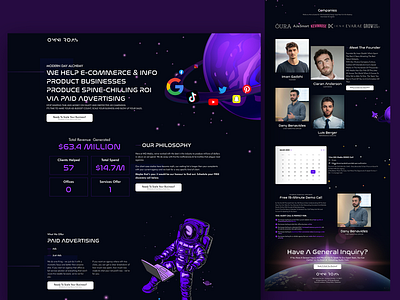 landing page of space client work dark design graphic design home page illustration llanding page logo marketing nft portfolio space ui ux website design