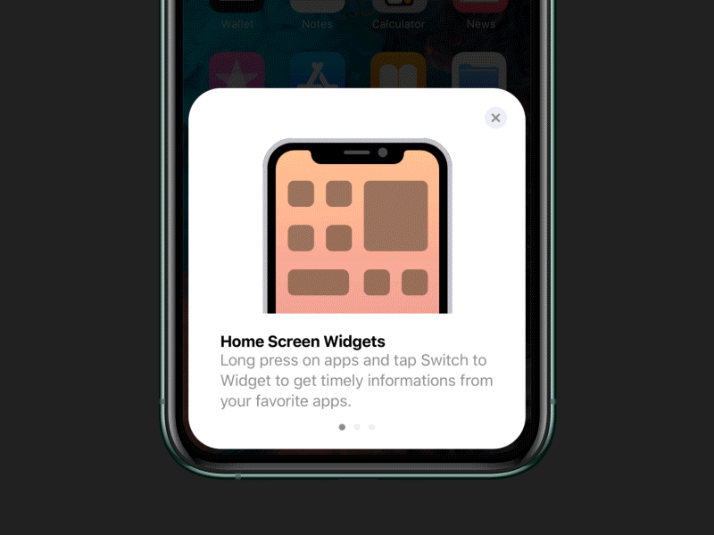 Home Screen Widgets Popup