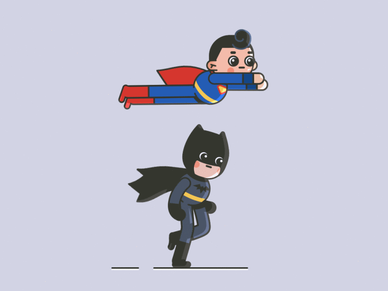 Batman & Superman 1 batman batman v superman character character animation dc dccomics deekay jumping running superhero superman