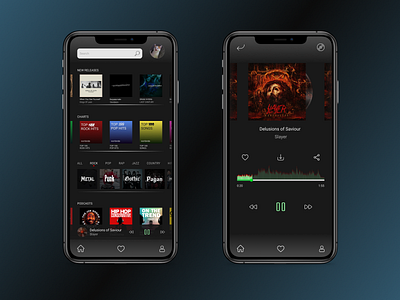 Music streaming app adaptive app design icon iphone logo mobile mobile app mobile ui music music app player podcasts rock music streaming ui ux web