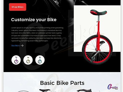 Website design layout - Shop Bikes bicycle creativity design graphics graphicsdesigns healthy lifestyle inspiratiindesign productivity stay fit ui userinterface ux website design