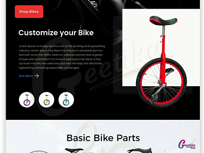 Website design layout - Shop Bikes