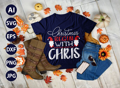 Christmas Begin With Chris AWESOME TYPOGRAPHY T-SHIRT DESIGN