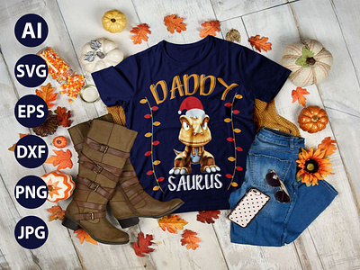 Daddy Saurus AWESOME  TYPOGRAPHY  T-SHIRT  DESIGN