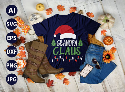 Grandpa Claus AWESOME TYPOGRAPHY T-SHIRT DESIGN