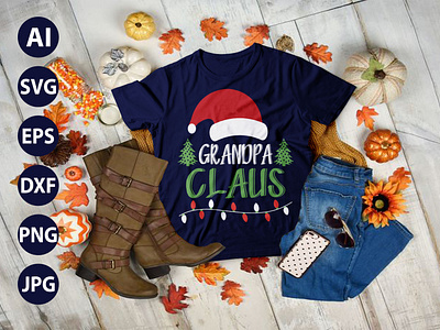 Grandpa Claus AWESOME  TYPOGRAPHY  T-SHIRT  DESIGN