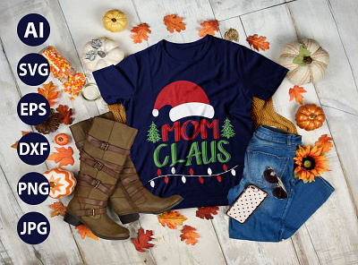 MOM CLAUS AWESOME TYPOGRAPHY T-SHIRT DESIGN