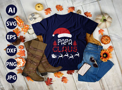 Papa Claus AWESOME TYPOGRAPHY T-SHIRT DESIGN