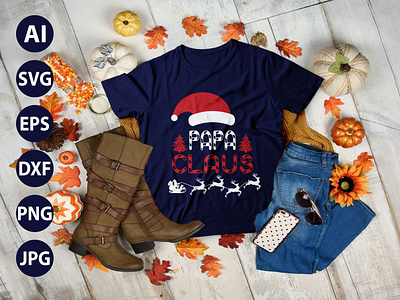 Papa Claus AWESOME  TYPOGRAPHY  T-SHIRT  DESIGN