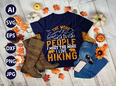 Hiking Mountains Campfire Tent AWESOME TYPOGRAPHY T-SHIRT DESIGN