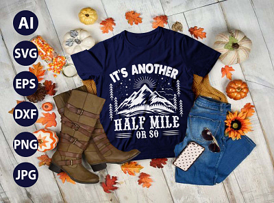 Hiking Mountains Campfire Tent AWESOME TYPOGRAPHY T-SHIRT DESIGN