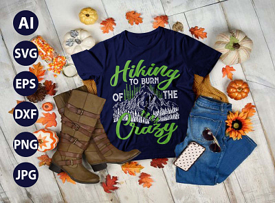 Hiking Mountains Campfire Tent AWESOME TYPOGRAPHY T-SHIRT DESIGN