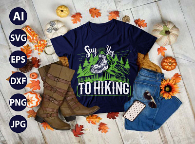 Hiking Mountains Campfire Tent AWESOME TYPOGRAPHY T-SHIRT DESIGN