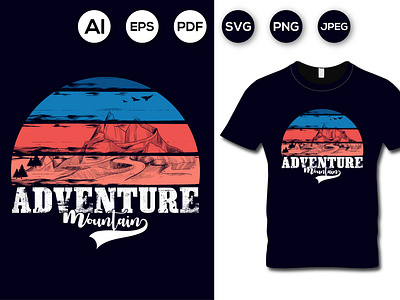 AWESOME Mountain Adventure HIKING TYPOGRAPHY T-SHIRT DESIGN