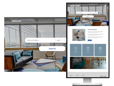 Landing Page Deskcamp branding landing page landingpage landingpagecompany modern design office simple design ui ux web web design webdesign website website design