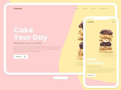 Cupcake Landing Page cake design cupcake cute daily ui dailyuichallenge figma landing page minimal mobile mobile desain mobile design simple ui ux web web design web design cake webdesign website