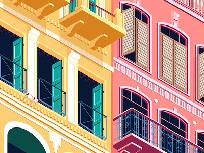 Havana Cuba architecture building colorful geometric havana isometric rainbow