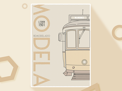 Remodelado Tram lineart lisbon pastel poster remodelado technical tram transport vechile wallart yellow