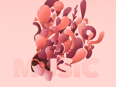 Music - swirls coral girl music pantone pink