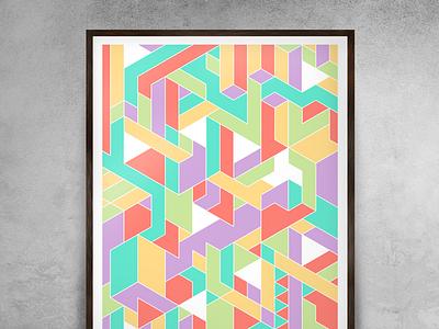 Abstract - isometric - pastel isometric pastel poster wallpaper