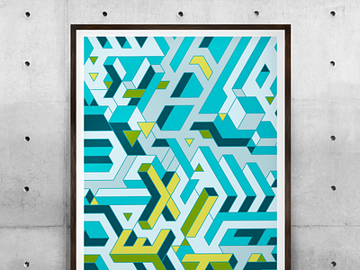 Exit — abstract isometric exit isometric pixel poster wallart