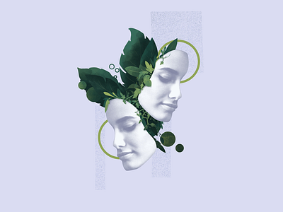 B U S H abstract face geometric green leaf leaves nature women