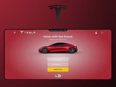 Tesla Fleet - Request A Ride Landing Page Concept adobe adobexd design minimal photoshop tesla ui ux web webdesign webflow website website design