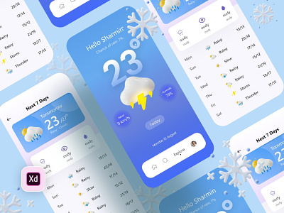 Weather App ⛅ 3d animation app branding design graphic design illustration landing page logo motion graphics ui ux weather app ⛅ web