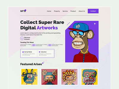 NFT Marketplace - Header Exploration 3d animation branding crypto crypto page graphic design home page illustration landing page design logo nft nft app nft landing page nft web nfts website popular ui ux website app