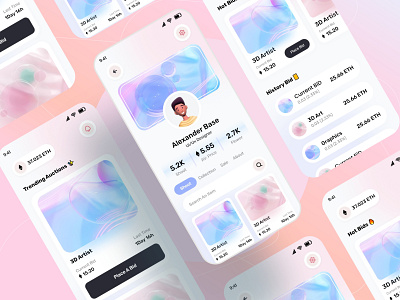 NFT Marketplace App UI Kit app branding design graphic design illustration logo nft nft app nft apps design nft landing page nft markectplace nft mobile app nft popular nft ui nft ui kit nfts typography ui ux vector